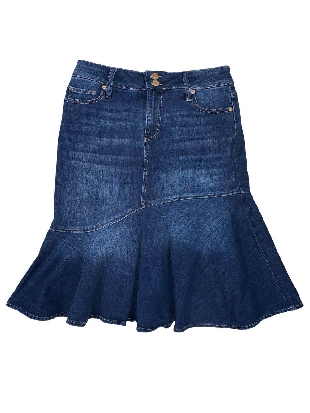 New York & Company Asymmetric Flounce Denim Skirt Size 4 Summer Casual NY&C